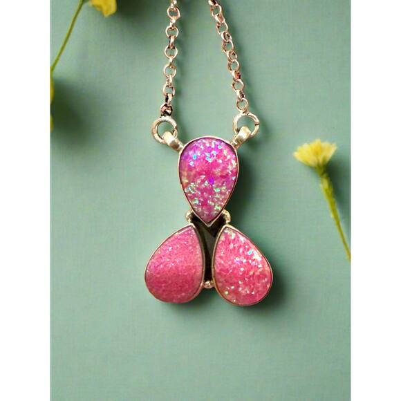 Australian Triplet Pink Opal | Southwestern | Sterling | Necklace 18-20” - Picture 3 of 4